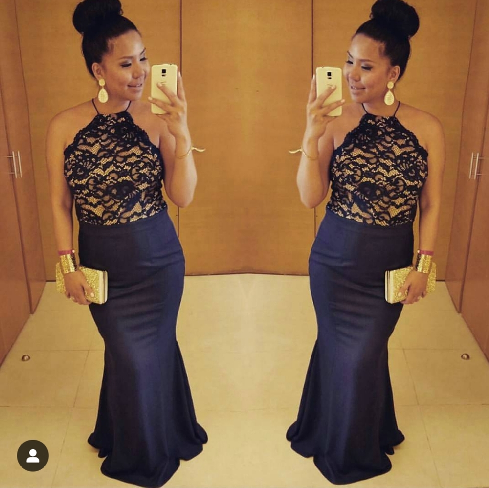 Chic Navy Lace Maxi Dress